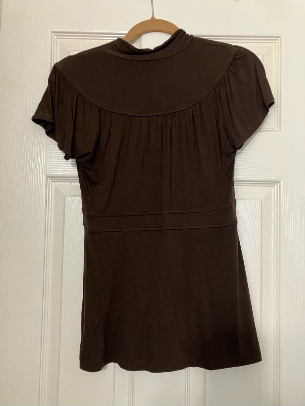 Banana Republic Dark Brown V-Neck Short Sleeve Tunic - Picture 2 of 3